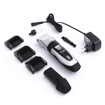 Imagen de Adler AD2823 Cortapelos para Mascotas, Perros, Gatos, Profesional, Cabezal Titanio, Cuchillas Cerámicas, Inalámbrica 2 x Batería Recargable, Bajo Ruido y Vibración, 4 Peines Pelo de Animales, 35W