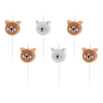 Imagen de Party Deco Velas de cumpleaños con diseño oso peluche, 6 unidades