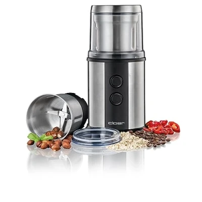 Imagen de Cloer 7419 Molinillo eléctrico de café y especias con cuchilla acero inoxidable, 350 vatios, para pesto, hierbas, nueces granos, hasta 80 g granos café, tapa protección aromas