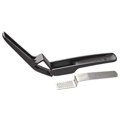 Imagen de Fackelmann prensa de ajos, ajos con mango ergonómico y tamiz extraíble, cortadora cuidada calidad 18,5cm (color: negro plata), cantidad: 1 pieza