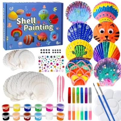 Imagen de XUNIVERS Kit di Pittura per Bambini,Kit Conchiglie Bambini,Set Bambini con Conchiglie, da Dipingere,Lavoretti Creativi 4 5 6 7 8 9 10 Años