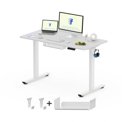 Imagen de FLEXISPOT EG1 Escritorio de Pie con Tablero (Blanco, 120X60x1.6cm), Standing Desk, Eléctrico Ordenador Mesa Gaming Ajustable en Altura Tecla 2 Botones