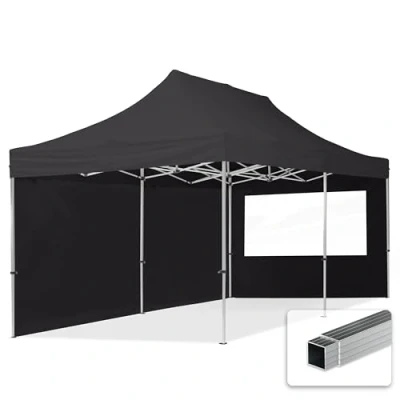 Imagen de TOOLPORT Carpa Plegable Pabellón 3x6m 4 Partes Laterales ALU PES300 Party Techo 100% Negro