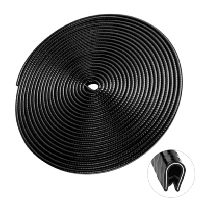 Imagen de Romon Protector Puertas Coche, 10M de Borde para Chapa, Sin Pegamento, U Forma, Goma Sedán, Camión, SUV (Negro)