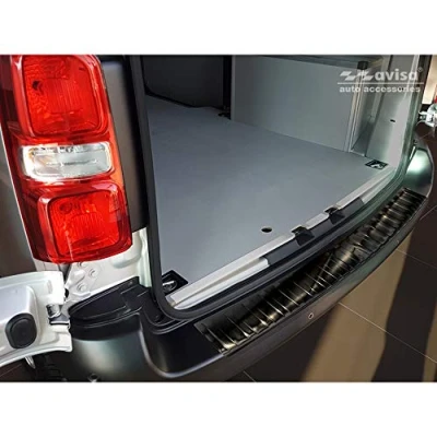 Imagen de Avisa Protector del Parachoques Trasero Inoxidable Negro Compatible con Peugeot Expert III &amp; Citroen Jumpy 2016 &#039;Ribs&#039;
