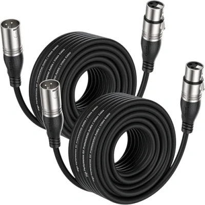 Imagen de EBXYA Cable XLR de micrófono 15M 2 paquetes 3 pines balanceado macho a hembra conexión escenario DMX