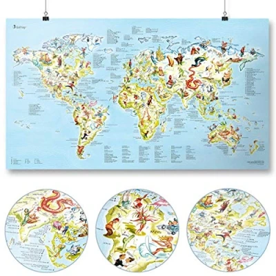 Imagen de golf Map by Awesome Maps Mapa mundial ilustrado para los aficionados al 97.5 x 56 cm