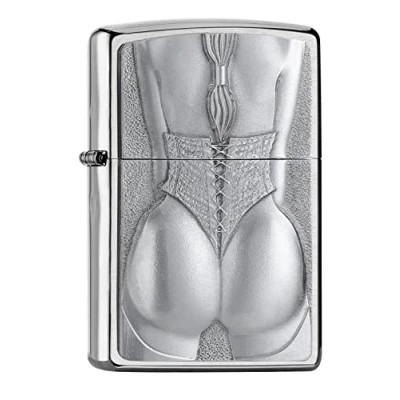 Imagen de ZIPPO Diseño Fisico Brushed Chrome Emblem Attached Mechero, rellenable, en una Caja de Regalo halta Calidad