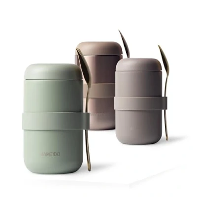 Imagen de MAMEIDO Termo para comida 500ml Taza Aislada de Acero Inoxidable Alimentos sin BPA muesli, bebés, helado y sopa (Desert Sage, 0,5l)