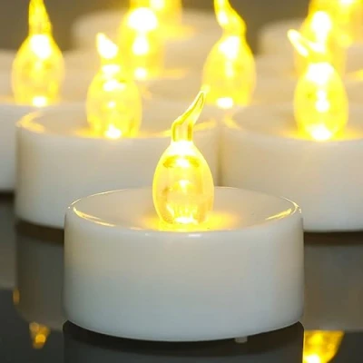 Imagen de Ymenow velas con temporizador sin llama, 12 piezas de votivas LED que funcionan pilas, luces té brillantes parpadeantes para la decoración fiesta Navidad Boda Hogar Blanco Cálido