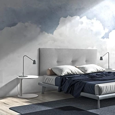 Imagen de MOMMA HOME Cabecero de Tela Beige 150 x 60 cm Modelo SUKLA tapizado en con Hilera Botones Acabado Algodón Incluye herrajes para Colgar Cabezal Cama Dormitorio