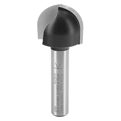 Imagen de ENT 12296 Fresa para molduras cóncavas, en carburo, vástago (S) de 8 mm, radio (R) 10 diámetro (D) 20 NL 16 SL 32 trabajos madera, fresadora
