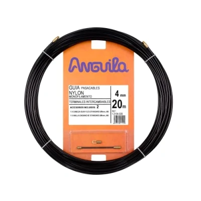 Imagen de Anguila Guía Pasacables Terminales Intercambiables Monofilamento Nylon Color Negro Diámetro 4mm 20 metros