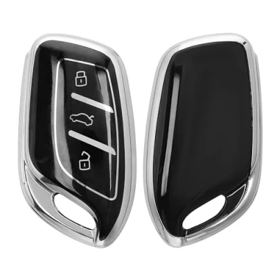 Imagen de kwmobile Carcasa para Mando Compatible con MG 3 Botones ZS MG4 MG5 MG6 Funda Llaves de Coche TPU Negro/Plata