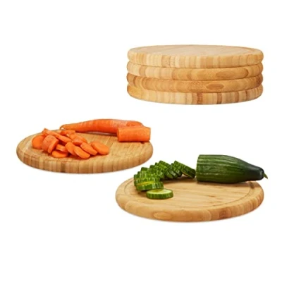 Imagen de Relaxdays Juego de Tablas Cortar para Cocina Grandes, Bambú, Beige, 2 x 30 cm, 6 Unidades
