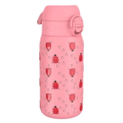 Imagen de ion8 Botella Termica de Agua Acero Inoxidable para Niños, 320ml, a Prueba Fugas, Fácil Abrir, Cerradura Segura, Aptas Lavavajillas, Asa Transporte, Limpiar, Diseño Mariquita