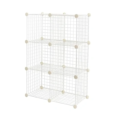 Imagen de Amazon Basics Estantes apilables de rejilla alambre compuestos por 6 cubos, 30,5 x cm, Blanco