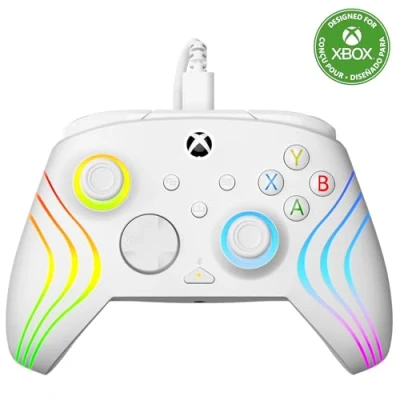 Imagen de Turtle Beach Afterglow Wave Mando Blanco con Cable RGB Licencia para Xbox Series XS, One y Windows Botones programables, disparadores de Efecto Hall, Controles Audio