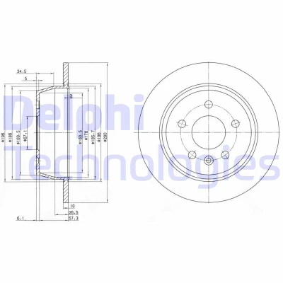 Imagen de DELPHI BG3241 Disco de freno 280 10 5 macizo aceitado sin procesar cojinete rueda, anillo sensor ABS MERCEDES BENZ: Vito Furgón, Bus