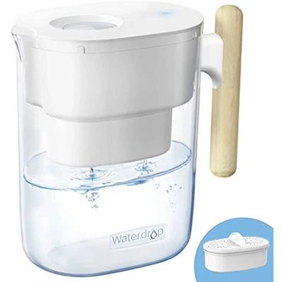 Imagen de Waterdrop Chubby Jarra con filtro de agua 3 meses, 3,5 L, reduce el fluoruro, cloro y más, certificado NSF, sin BPA, blanco (filtro repuesto: WD PF 01A Plus)