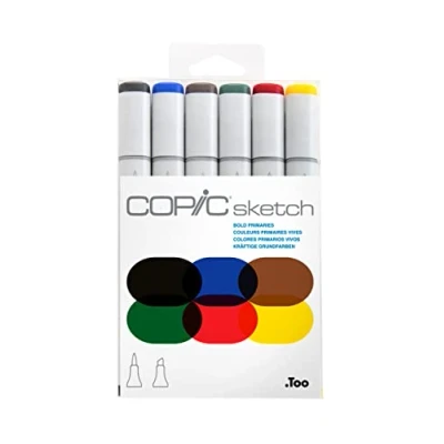 Imagen de Copic Sketch Set «Primarios atrevidos», 6 rotuladores dobles con punta de anchura media y pincel