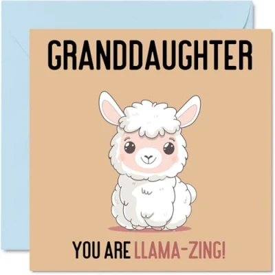 Imagen de tarjetas de cumpleaños para nieta Llama Zing Divertida tarjeta feliz abuelos, regalos nieta, felicitación 145 mm x