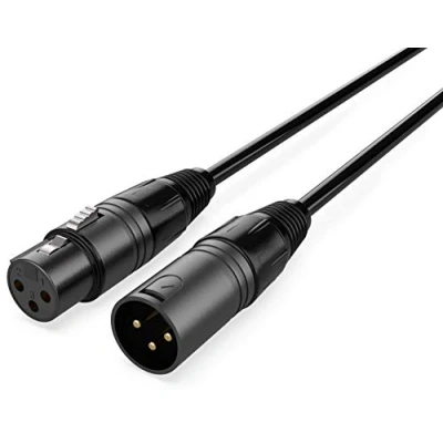 Imagen de Audibax Silver Black Cable XLR Macho a Hembra Longitud 30 Metros Conectores OFC de Alta Transmisión Señal Recubrimiento PVC Máximo Aislamiento Diámetro 6 mm Color Negro