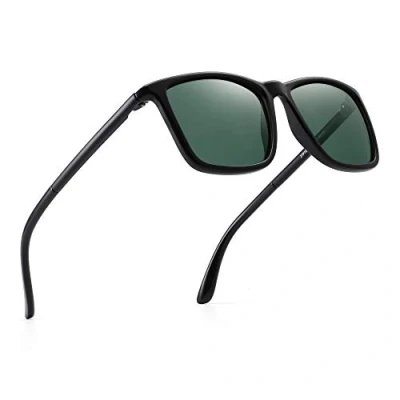 Imagen de JIM HALO Gafas de Sol Polarizadas. Cómodas y Resistentes. Máxima Protección UV400. Para Hombre Mujer. [Montura Negra Lentes Verdes]