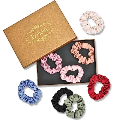 Imagen de Lolalet 8 Scrunchies para Pelo, Coleteros Suaves Cabello Goma de Pelo Lazos Elásticos Colores Mujer y Chica C
