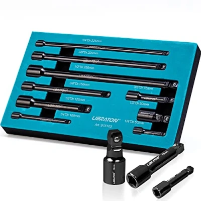 Imagen de Libraton 9pcs Juego de Extensiónes Wobble, Barras Extensión Inclinación Basculantes in Acero Cromado y Vanadio con Bandeja Almacenamiento EVA