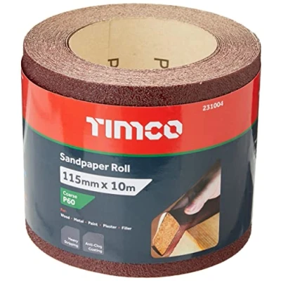 Imagen de TIMCO 231004 Rollo de papel lija (grano 60, 115 mm x 10 m), color rojo