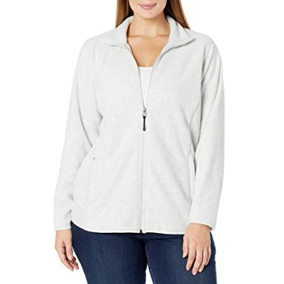 Imagen de Amazon Essentials Chaqueta de Forro Polar Suave con Cremallera Completa y Corte clásico (Disponible en Tallas Grandes) Mujer, Gris Claro Mezcla, M