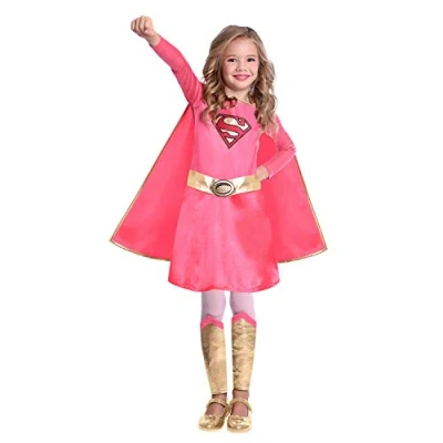 Imagen de amscan Nuevo Disfraz Rosa para niñas de Supergirl Warner Bros (Edad: 8 10 años) ...