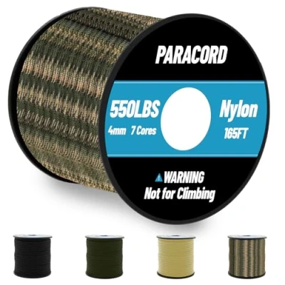 Imagen de 50m Paracord 4mm 550 lbs Cuerda de Nylon Tipo II Paracaídas 7 Hebra para Exteriores Supervivencia Todo Uso