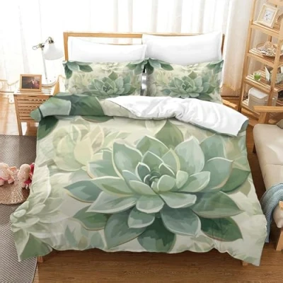 Imagen de Flores Juego De Funda Edredón, para Niños Y Niñas,3 Piezas Edredón con 3D,Ropa Cama Cremallera Fundas Almohada Super King（260x220cm）