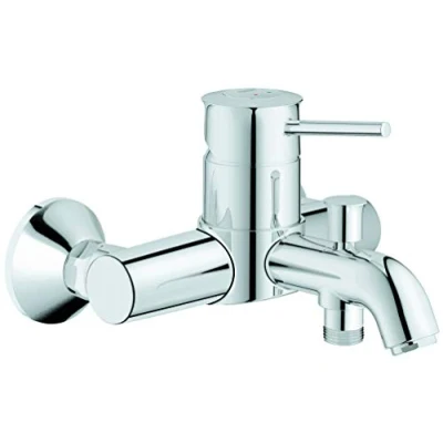 Imagen de GROHE QuickFix Start Classic, Grifo de ducha o bañera monomando (montaje en pared y salida inferior, inversor automático, menor consumo agua, instalación con QuickSpanner incluída), cromo, 23787000