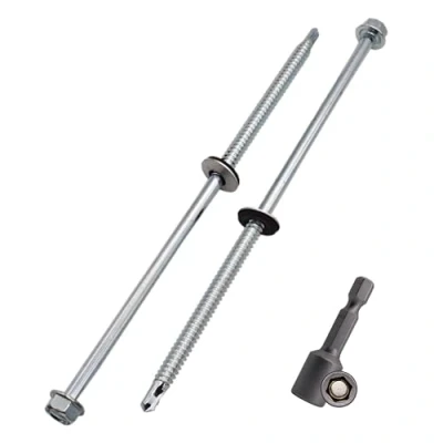 Imagen de SKIR&#039;CO (10 uds.) tornillos para techos galvanizados 6,3 x 180 mm cabeza hexagonal, autoperforantes DIN 7504 K con arandelas de sellado EPDM