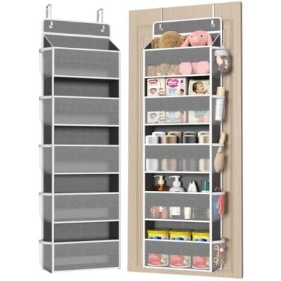Imagen de FCHERP Organizador Puerta con de 5 Compartimentos,Organizador Gran Capacidad,Organizador Armario Colgante Dstablecer Contacto,en Dormitorios, Cocinas, Baños, Armarios
