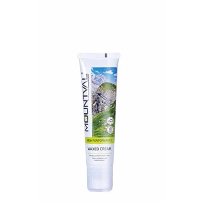 Imagen de Mountval Crema Encerada, nutritiva e impermeabilizante para Zapatos de Trekking Piel, con aplicador Esponja, (Transparente)