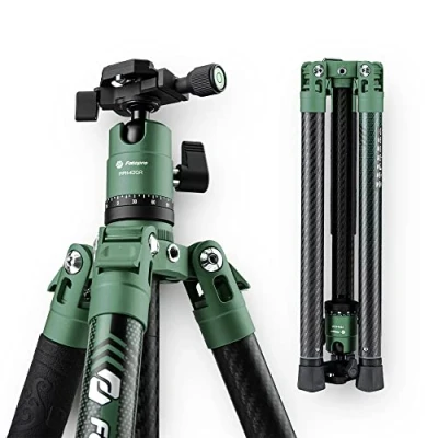 Imagen de Fotopro 163 CM Trípode de Cámara Fibra Carbono con Monopie Cabeza Bola 360 1/4 Placa Liberación Rápida Profesional DSLR para Canon Nikon Sony Carga Máxima 12 KG Verde