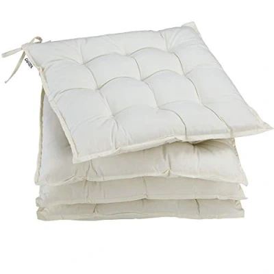 Imagen de Detex 4X Cojines para Sillas Cozy Crema 41x37x5 Almohadones Asiento Viscoelásticas Cojín Exterior Lavable