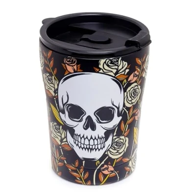 Imagen de Puckator Tasse Thermique Isolée en Acier Inoxydable 330ml Skulls &amp; Roses Crâne Tazas térmicas, Multicolor, único