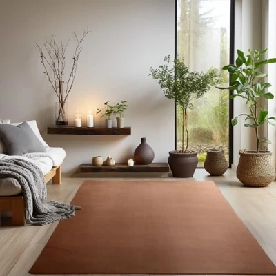 Imagen de SIMPEX Alfombras de Pelo Corto, Unicolor Monocromo, Alfombra Marrón, 240 x 340 cm, Estilo Moderno, Sala Estar