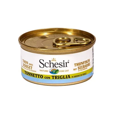Imagen de Schesir Cat in Broth Tuna with Sea Beard, Wet Food Own Cooking Stoth, 24 Tins x 70g