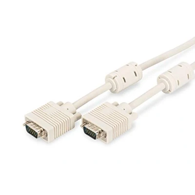 Imagen de DIGITUS Cable de conexión monitor VGA 1024x768p/60Hz HD15 macho/macho 1,8m 2x filtro ferrita Beige