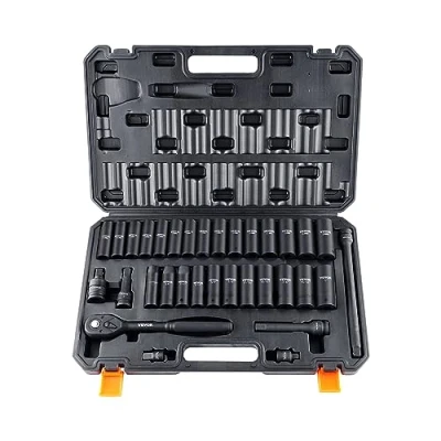 Imagen de VEVOR Juego de Vasos Impacto 1/2&quot; 26 Piezas con Herramienta Trinquete Acero Aleación CR V HRC 42 48 Estuche Transporte para Reparación Automática