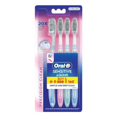 Imagen de Oral B Cepillo de dientes manual ultradelgado sensible para adultos, multicolor (compra 2 obtén gratis)