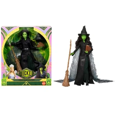 Imagen de Mattel Universal Pictures Wicked: Parte 2 Muñeca de Elphaba Atuendo Quita y pon 4 Accesorios, Inspirada en la película, JFM12