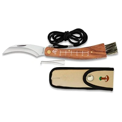 Imagen de Tiendas LGP Navaja Setera Albainox H:7,5 cm. Mango curvo de madera, Hoja: Acero Inox. Con funda bordada, Rovellons, 18752