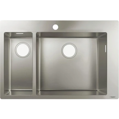 Imagen de Hansgrohe 43309800 Fregadero de encastre, 18, armarios 80 cm, Color Acero, Plata, Ancho: 18 cm y 45